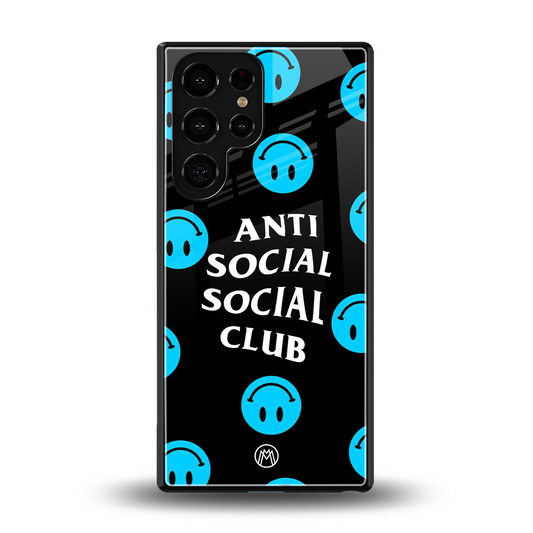 anti social social club x smileys back phone cover | glass case for samsung galaxy s25 ultra