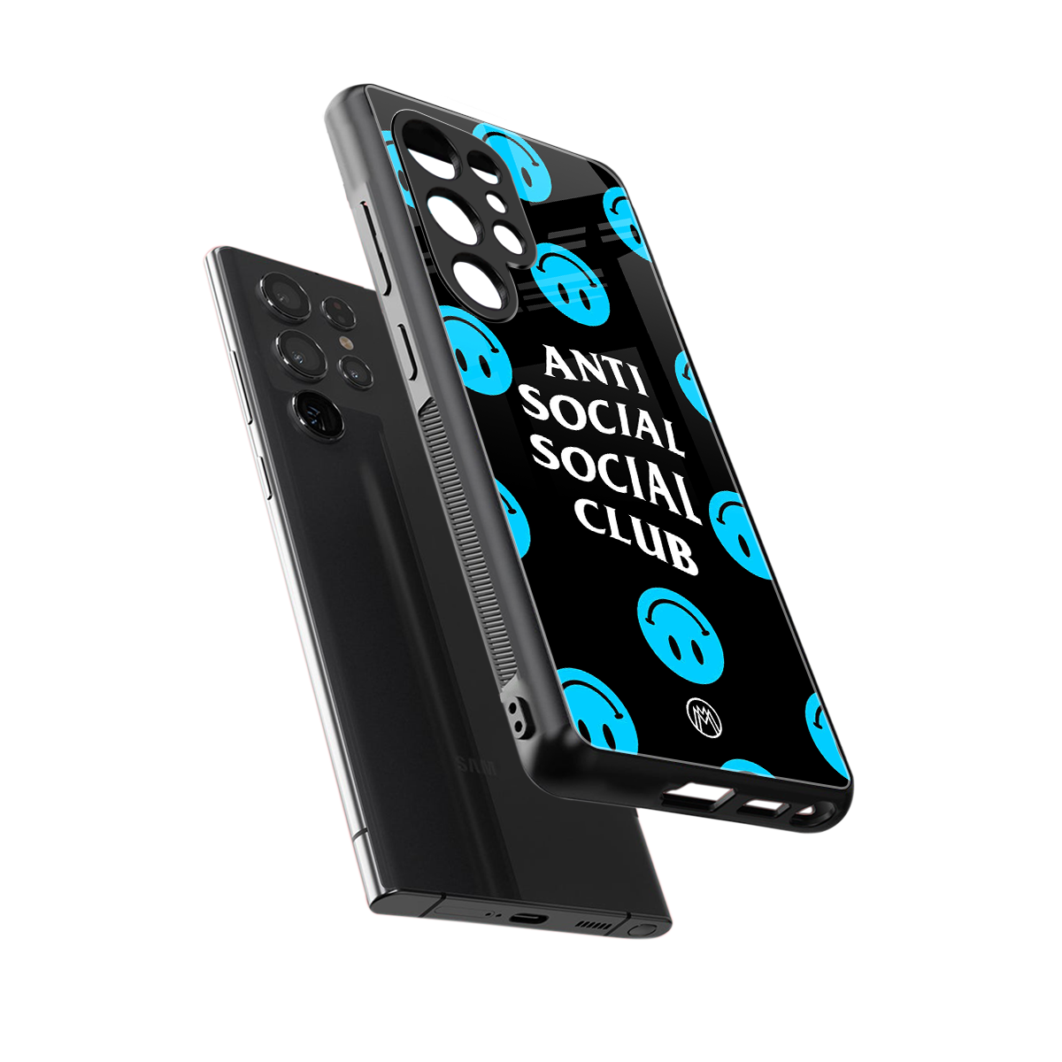 anti social social club x smileys back phone cover | glass case for samsung galaxy s25 ultra