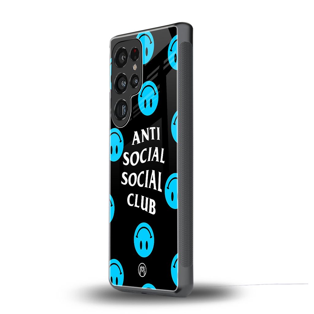 anti social social club x smileys back phone cover | glass case for samsung galaxy s25 ultra