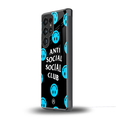 anti social social club x smileys back phone cover | glass case for samsung galaxy s25 ultra