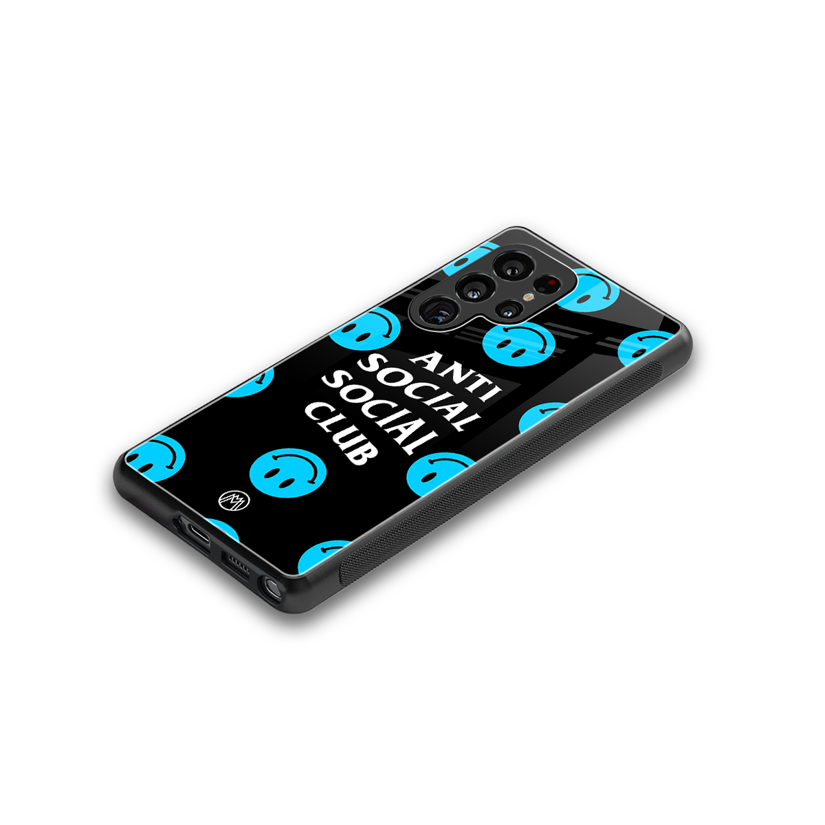 anti social social club x smileys back phone cover | glass case for samsung galaxy s25 ultra