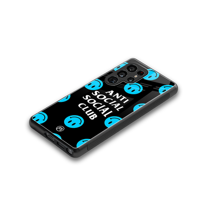anti social social club x smileys back phone cover | glass case for samsung galaxy s25 ultra
