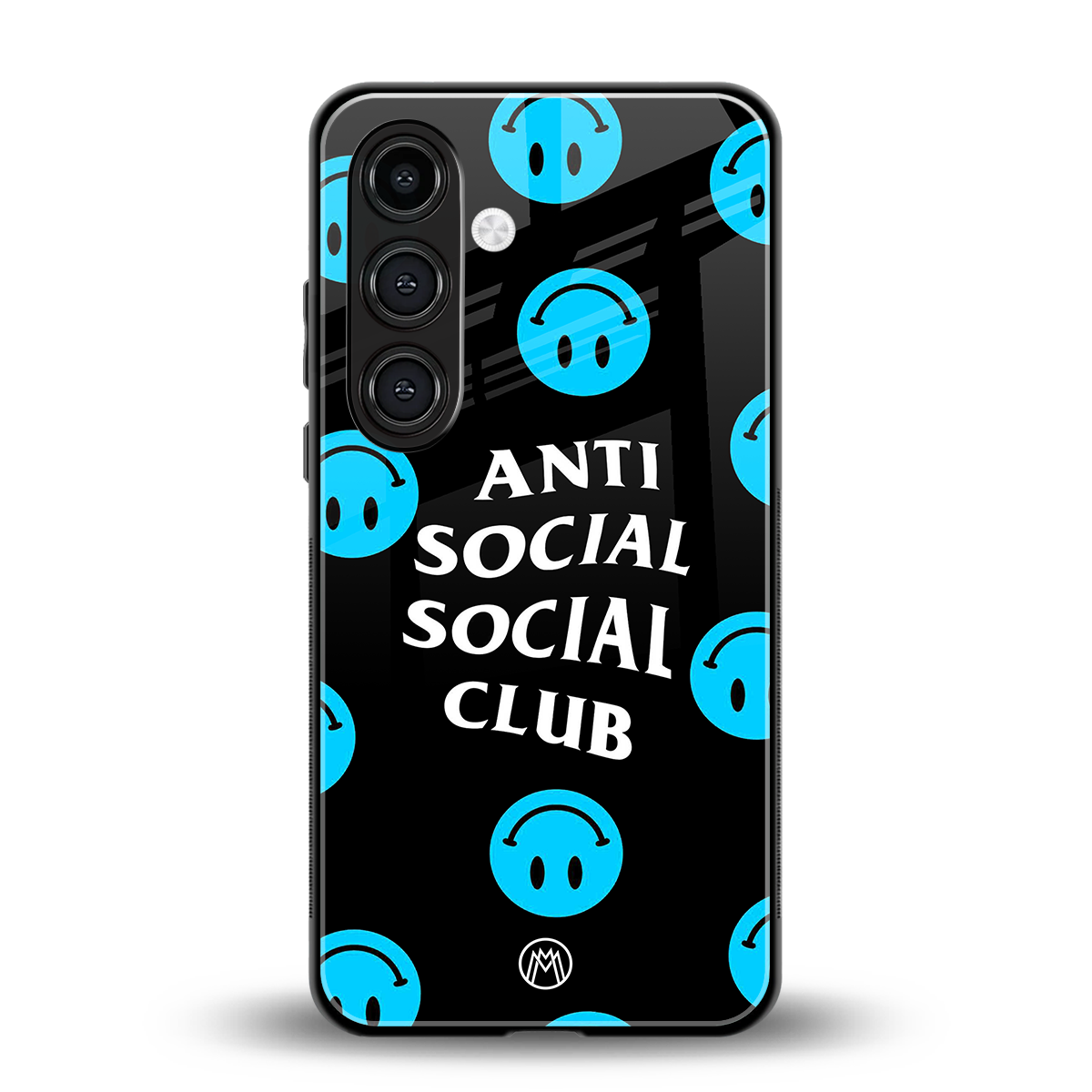 anti social social club x smileys back phone cover | glass case for samsung galaxy s24 fe