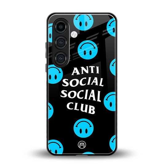 anti social social club x smileys back phone cover | glass case for samsung galaxy s24 fe