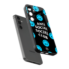 anti social social club x smileys back phone cover | glass case for samsung galaxy s24