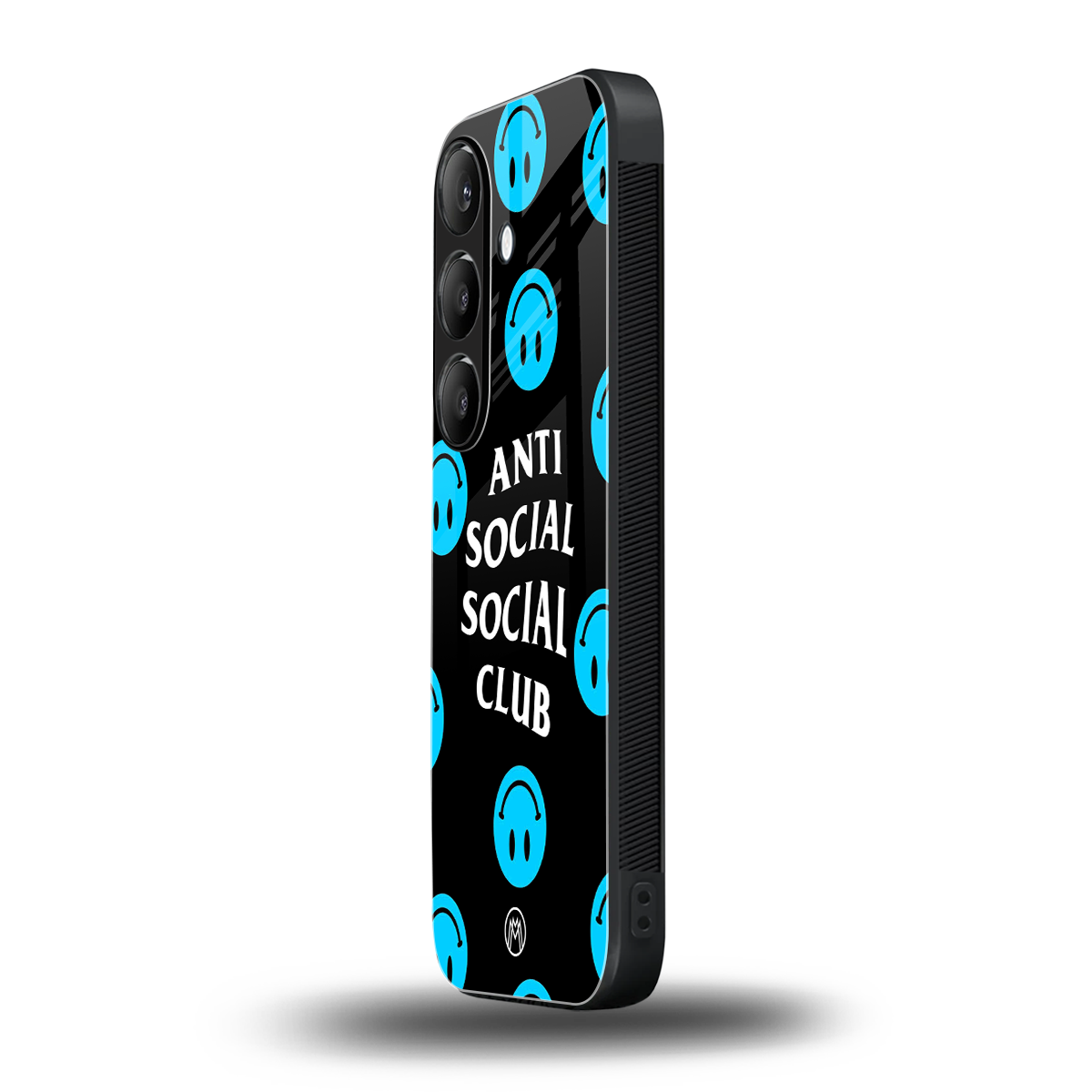 anti social social club x smileys back phone cover | glass case for samsung galaxy s24 fe