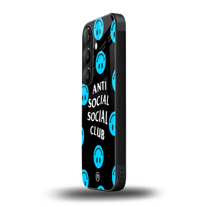 anti social social club x smileys back phone cover | glass case for samsung galaxy s24 fe