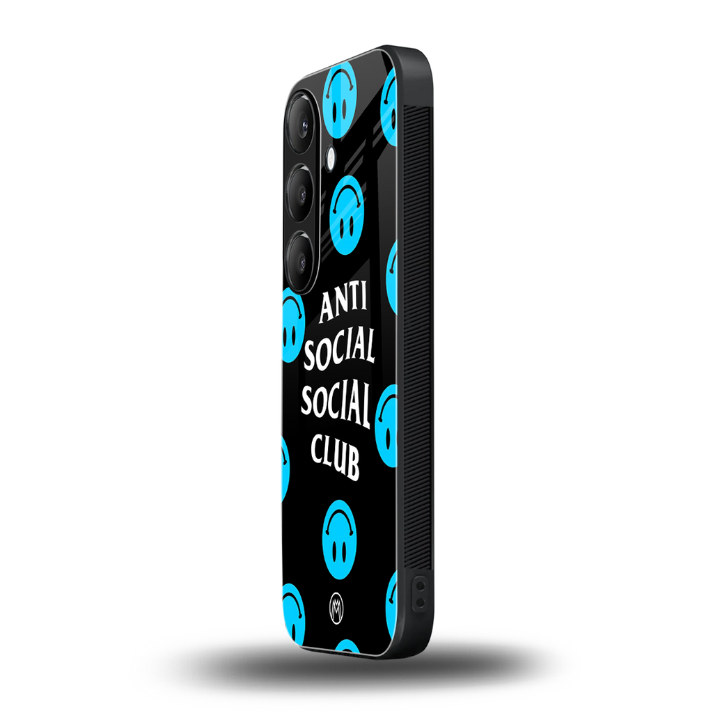 anti social social club x smileys back phone cover | glass case for samsung galaxy s25 plus