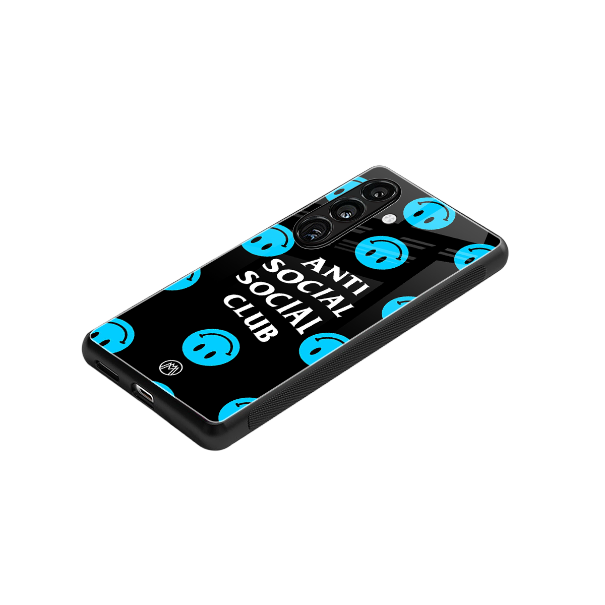 anti social social club x smileys back phone cover | glass case for samsung galaxy s24 fe