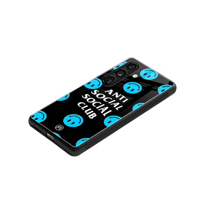 anti social social club x smileys back phone cover | glass case for samsung galaxy s24 fe