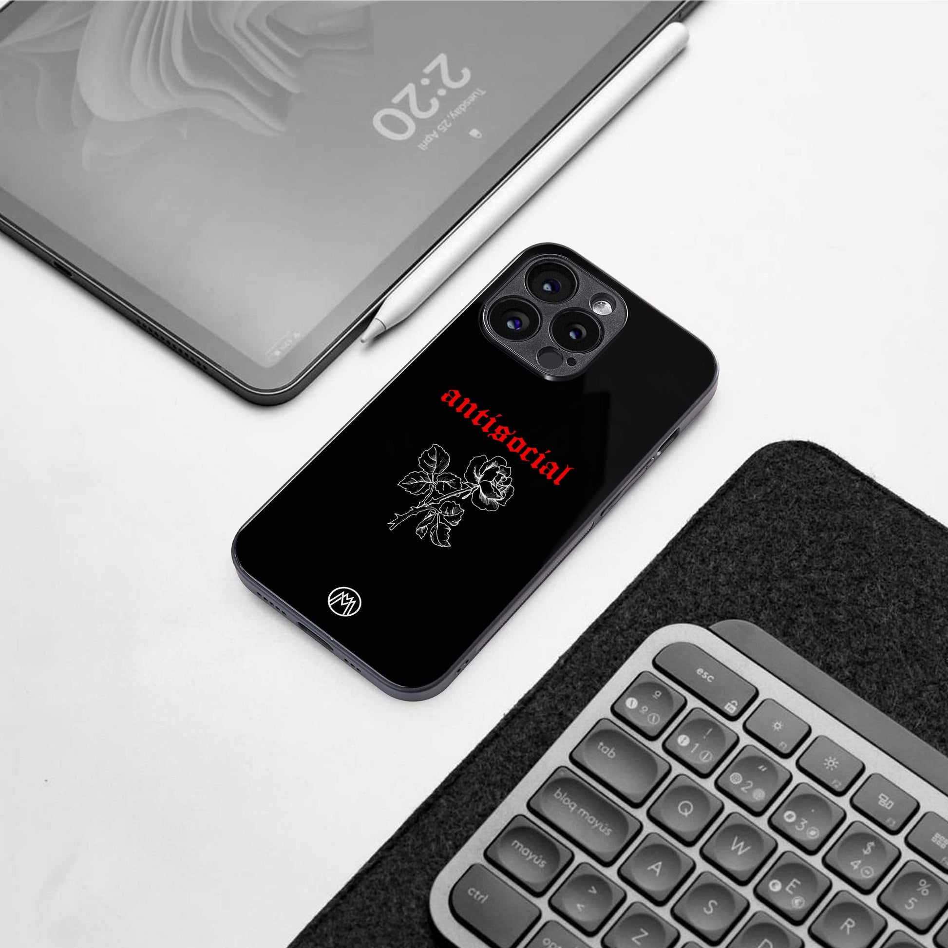 anti social black back phone cover | glass case for Google Pixel 7A