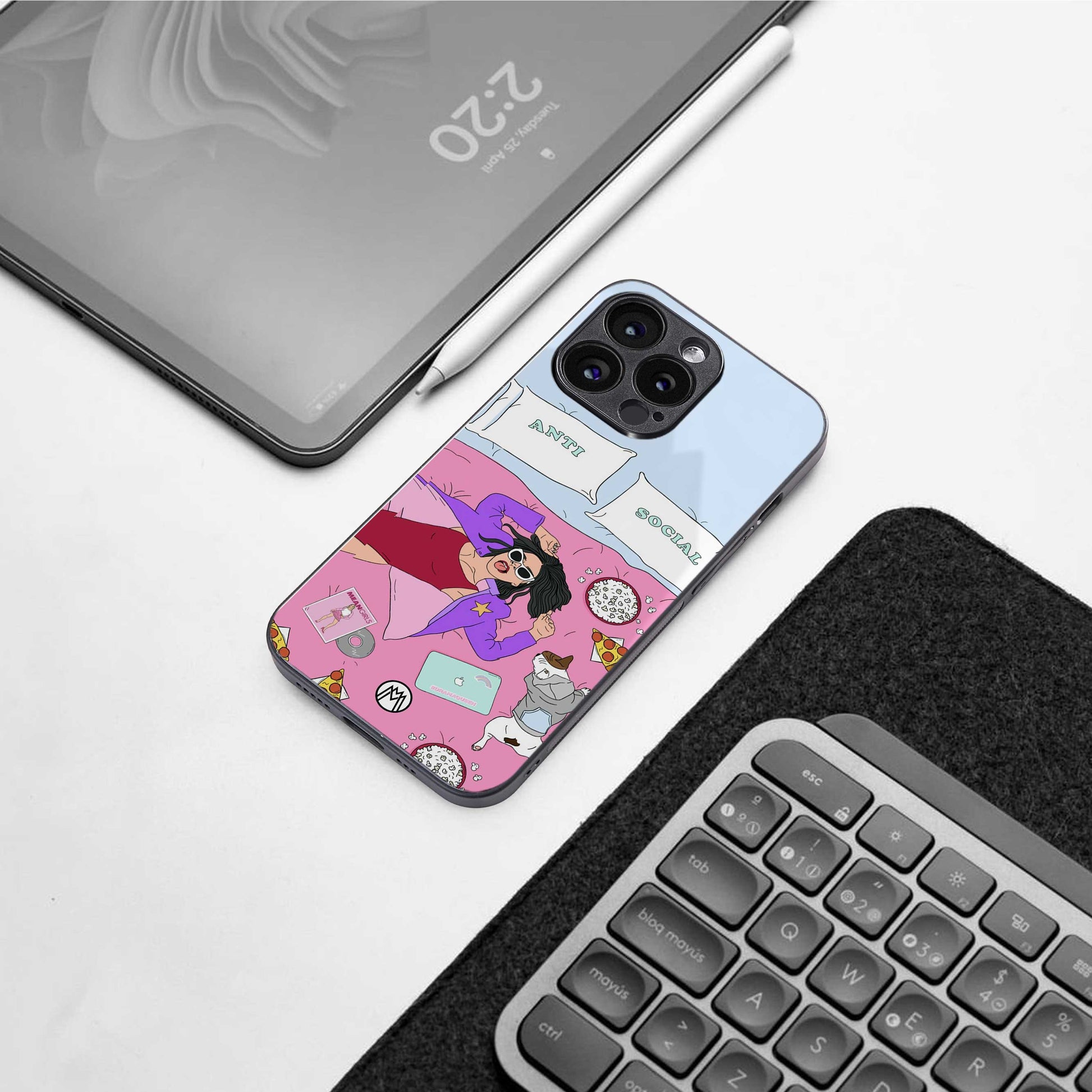 anti social chick girl back phone cover | glass case for samsung galaxy s24 ultra