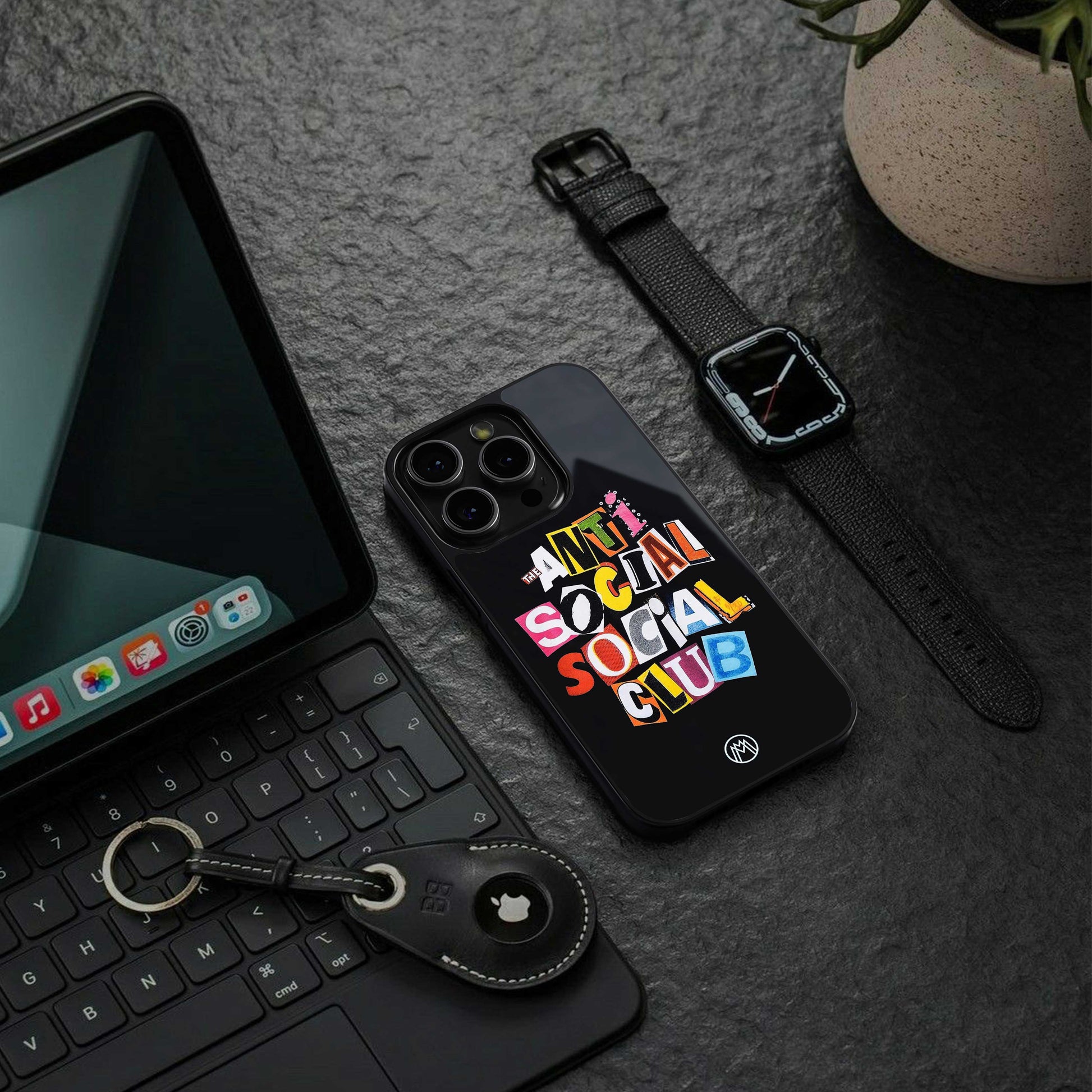 anti social club back phone cover | glass case for samsung galaxy s24 ultra