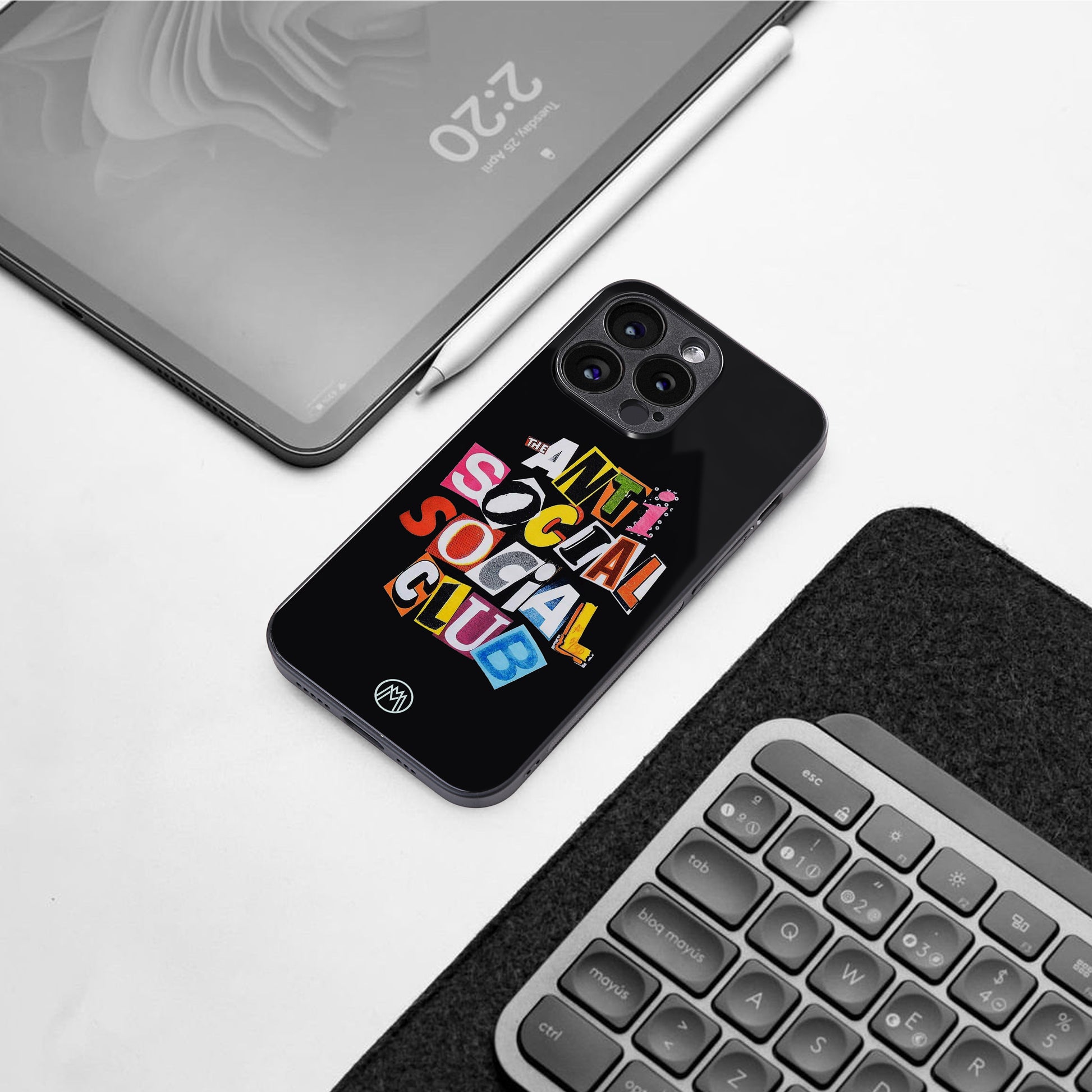 anti social club back phone cover | glass case for iphone 16 pro max