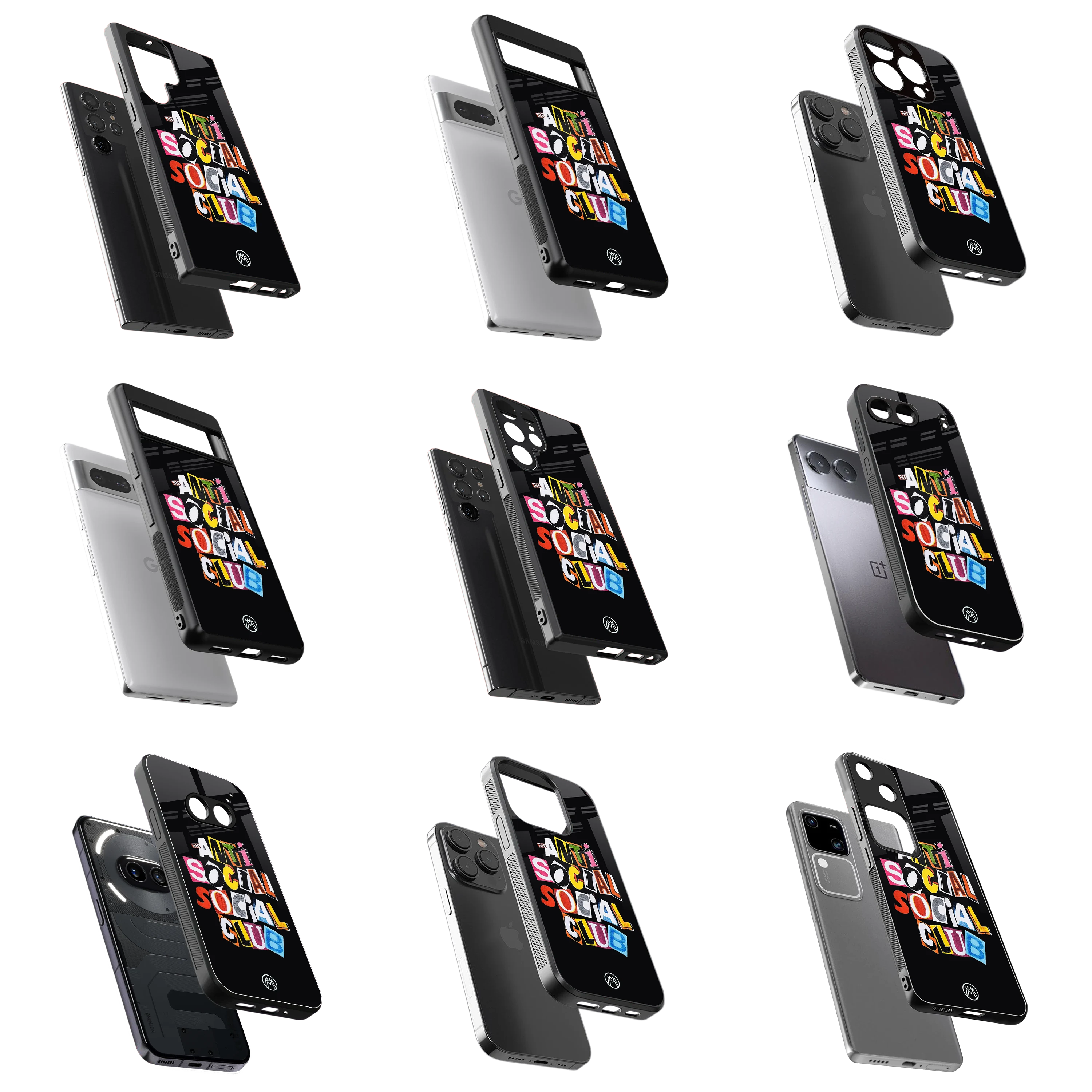 Durable Glass Back Mobile Case for iPhone, Samsung, OnePlus, Google Pixel, Redmi, Vivo, Oppo