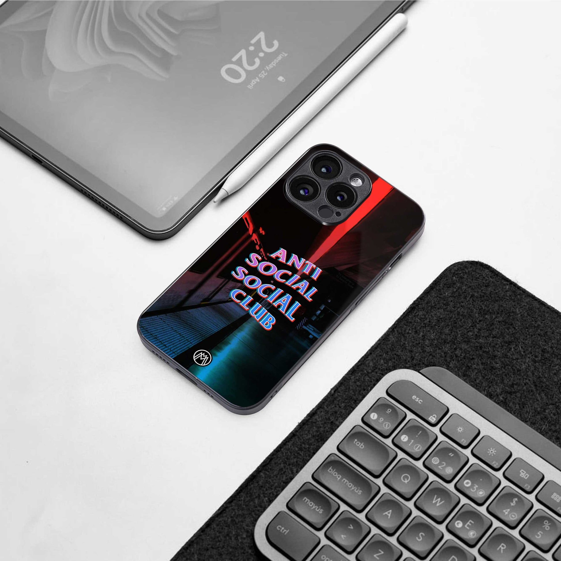 anti social social club back phone cover | glass case for samsung galaxy s24 ultra