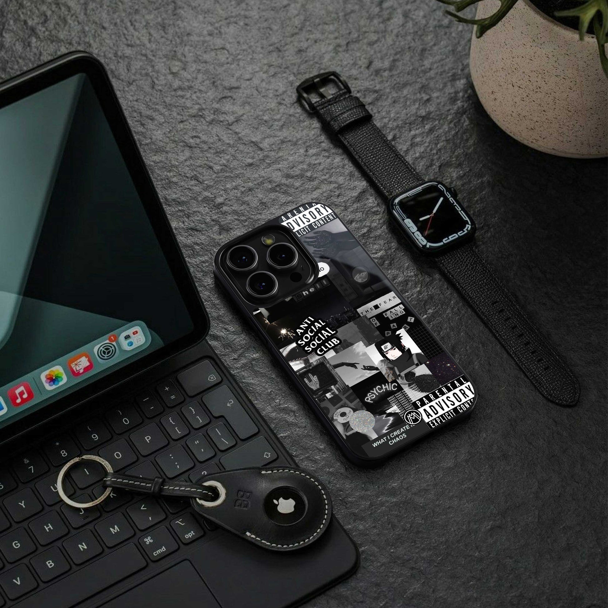 anti social social club dark edition back phone cover | glass case for iphone 14 pro max