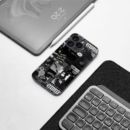 anti social social club dark edition back phone cover | glass case for Google Pixel 8