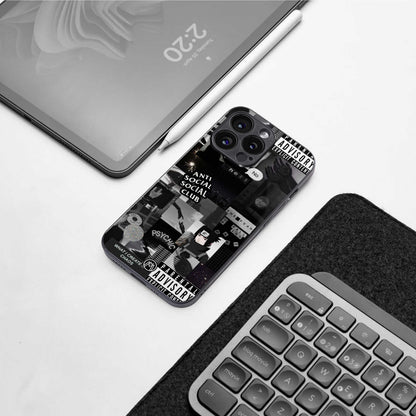 anti social social club dark edition back phone cover | glass case for iphone 14 pro max