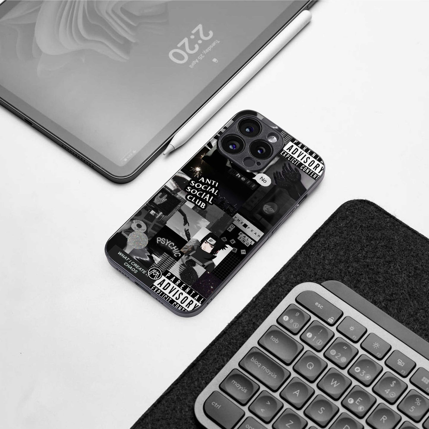 anti social social club dark edition back phone cover | glass case for iphone 13 pro max