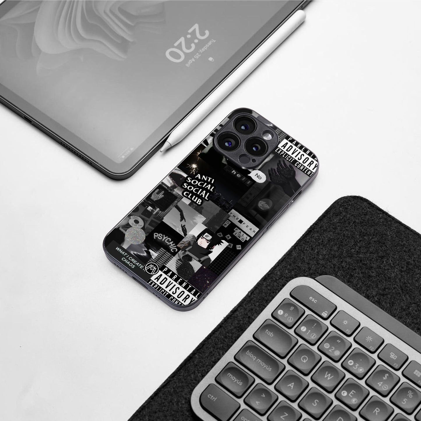 anti social social club dark edition back phone cover | glass case for iphone 16 pro