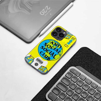 anti social social club x juice wrld back phone cover | glass case for samsung galaxy s23 plus