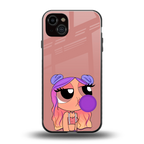 antique purple tote powerpuff girl back phone cover | glass case for iphone 15 plus