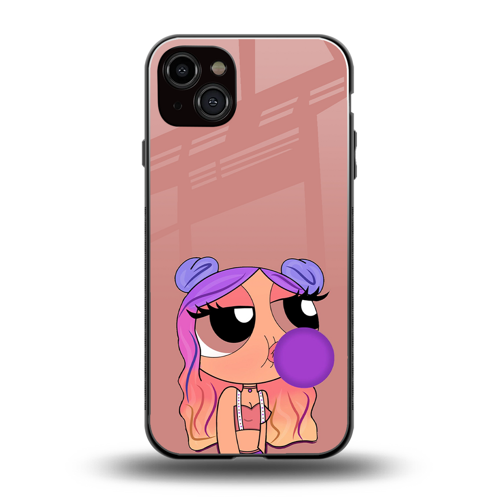 antique purple tote powerpuff girl back phone cover | glass case for iphone 14 plus