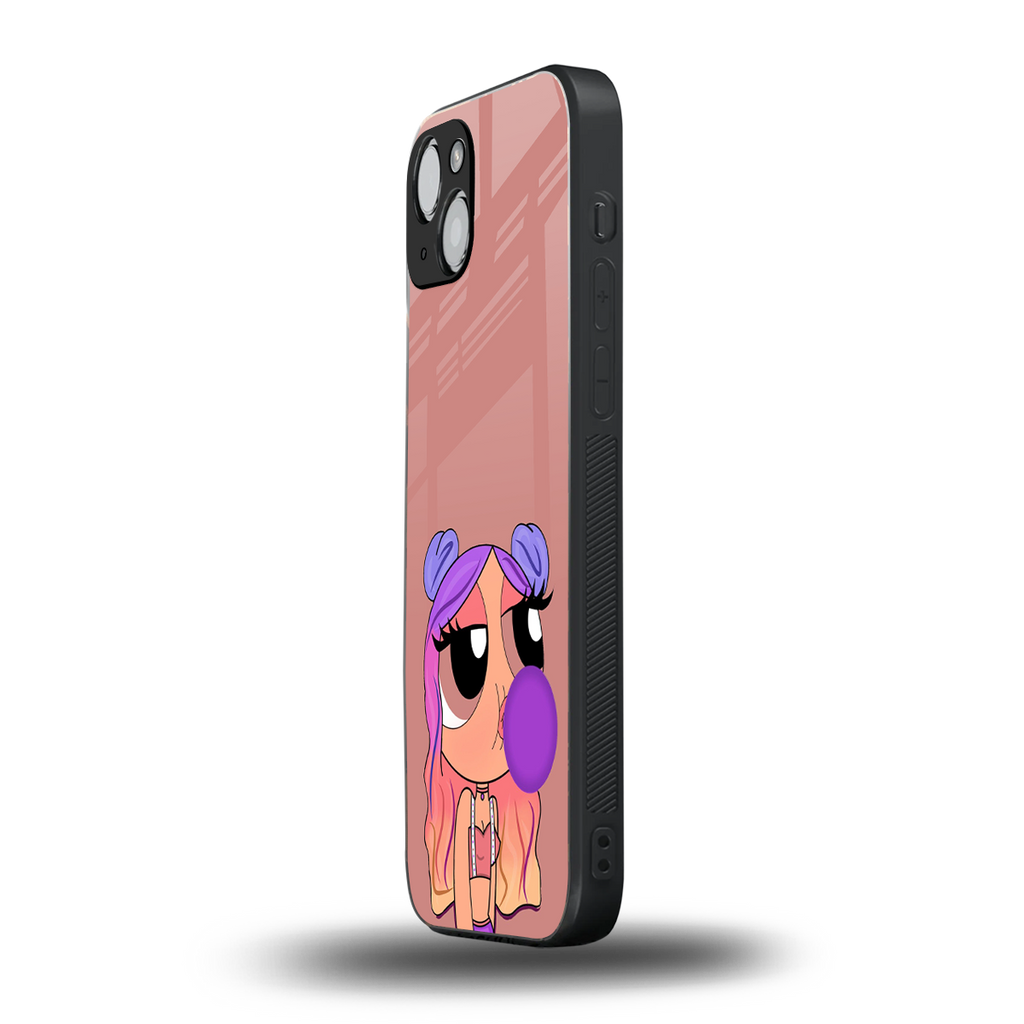 antique purple tote powerpuff girl back phone cover | glass case for iphone 14 plus