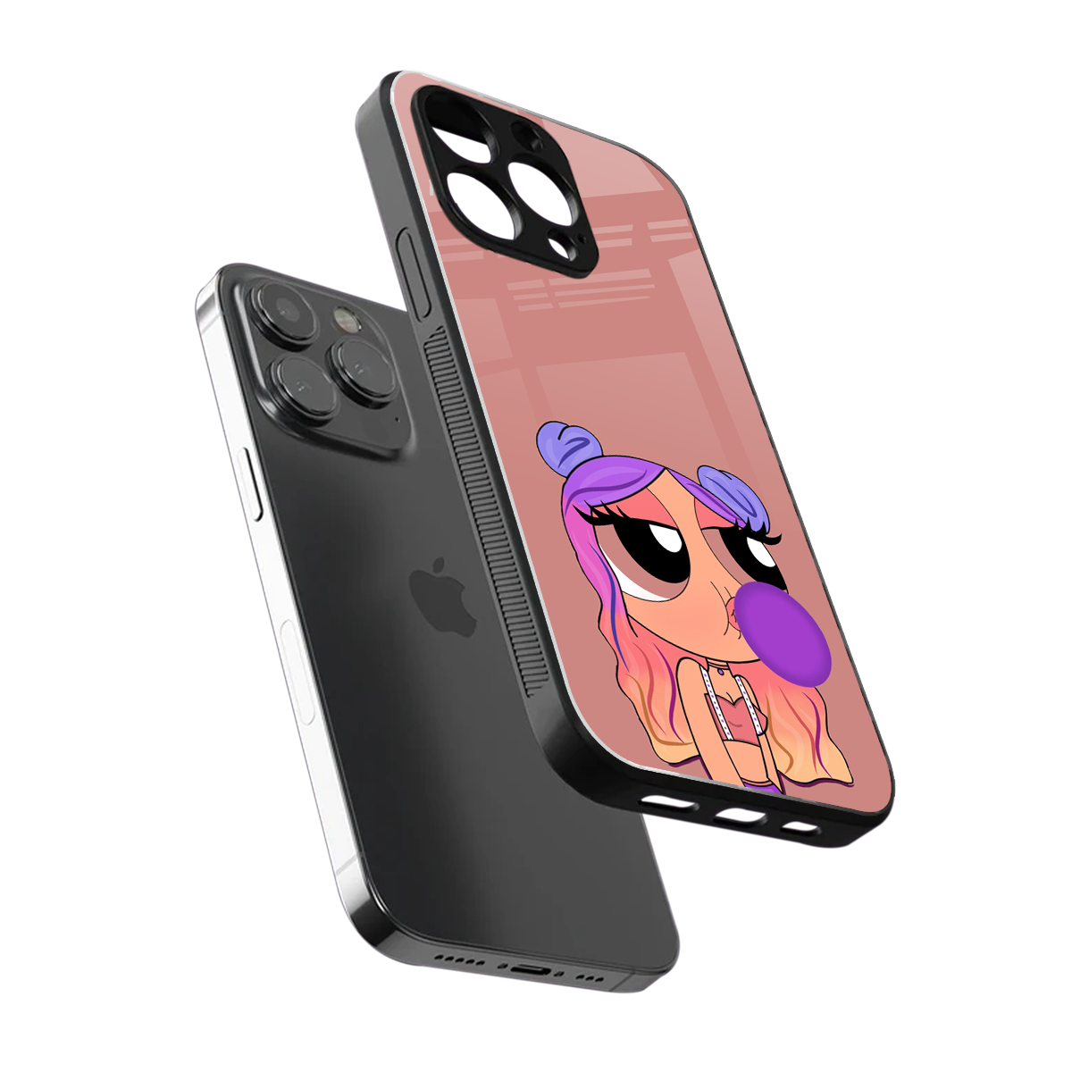 antique purple tote powerpuff girl back phone cover | glass case for iphone 15 pro max