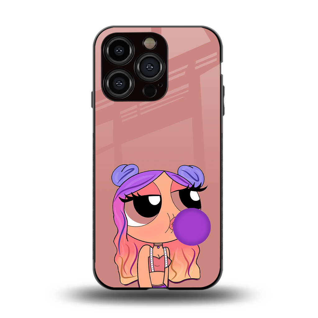 antique purple tote powerpuff girl back phone cover | glass case for iphone 15 pro