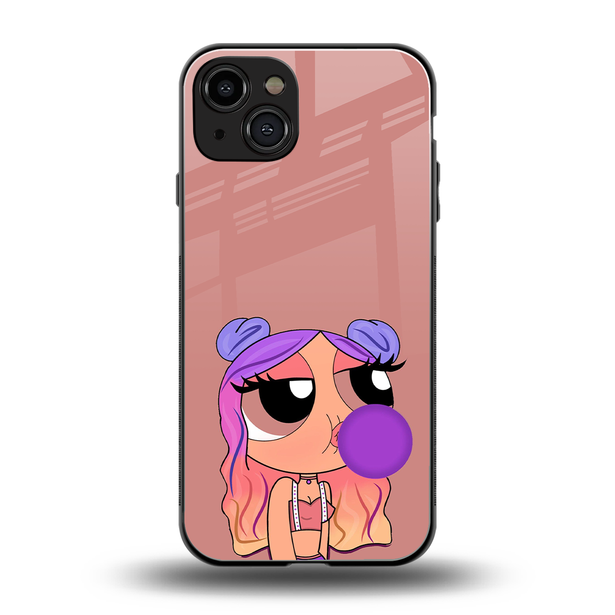 antique purple tote powerpuff girl back phone cover | glass case for iphone 15