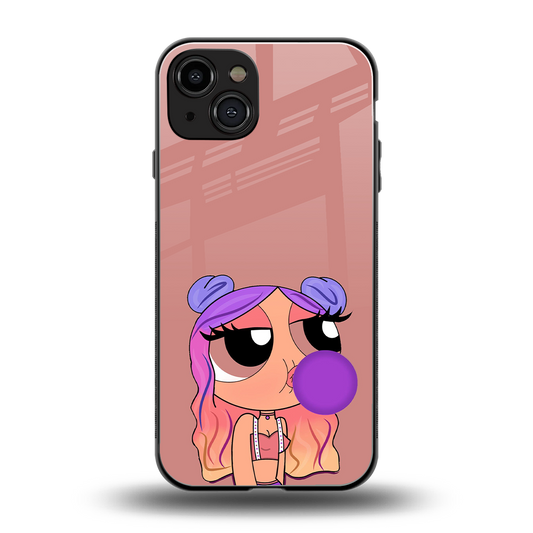 antique purple tote powerpuff girl back phone cover | glass case for iphone 15
