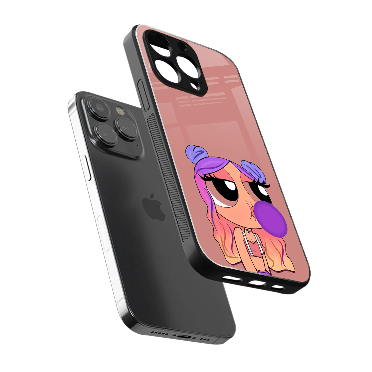 antique purple tote powerpuff girl back phone cover | glass case for iphone 15 pro