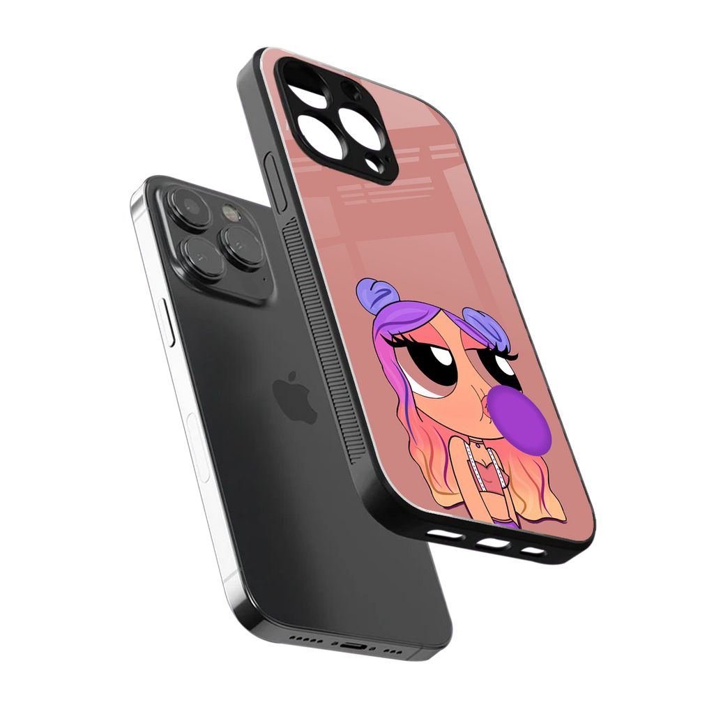 antique purple tote powerpuff girl back phone cover | glass case for iphone 14 pro