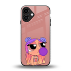 antique purple tote powerpuff girl back phone cover | glass case for iphone 16 plus