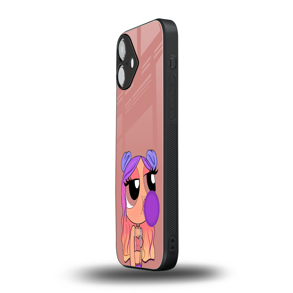 antique purple tote powerpuff girl back phone cover | glass case for iphone 16 plus