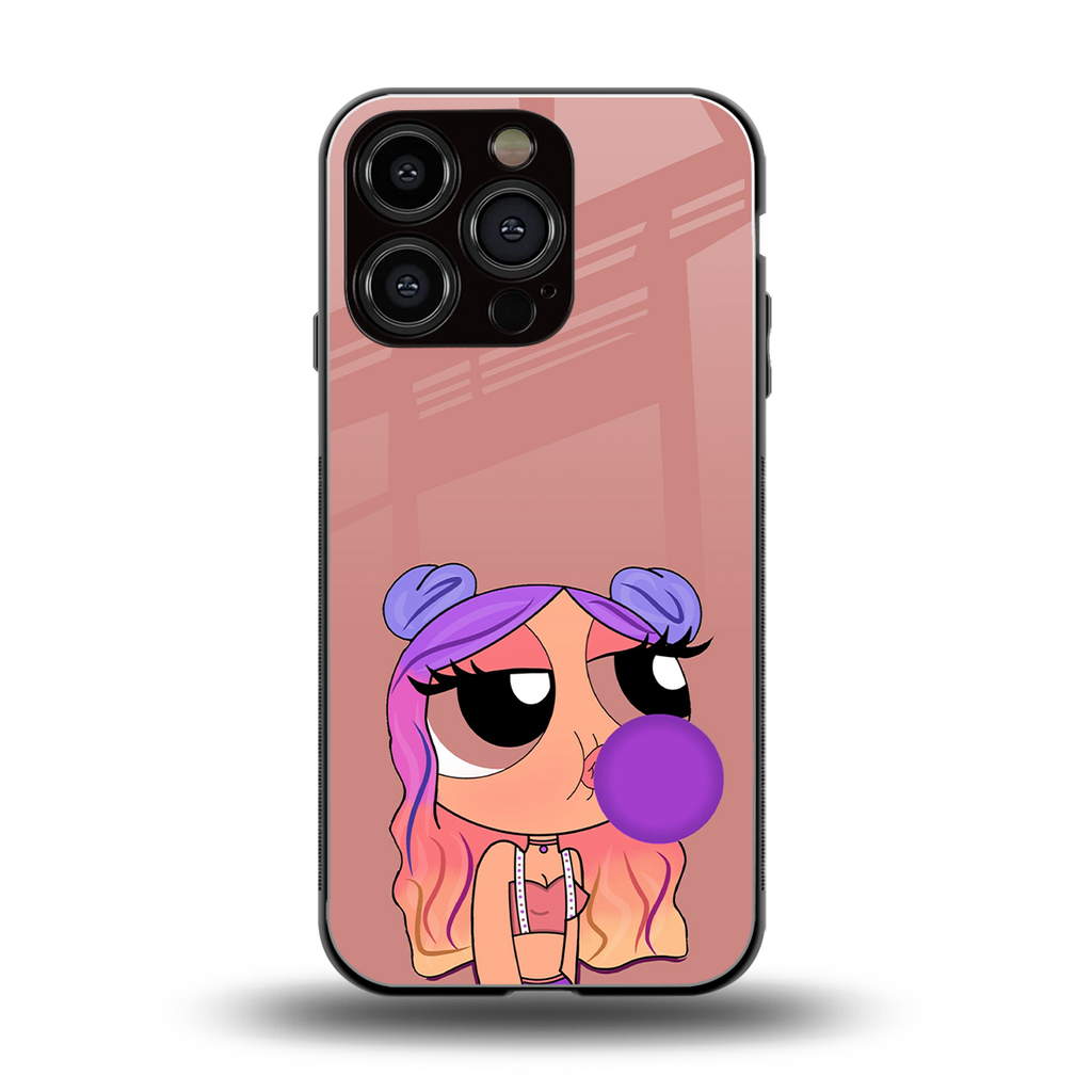 antique purple tote powerpuff girl back phone cover | glass case for iphone 16 pro