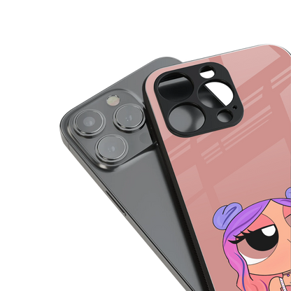 antique purple tote powerpuff girl back phone cover | glass case for iphone 15 plus