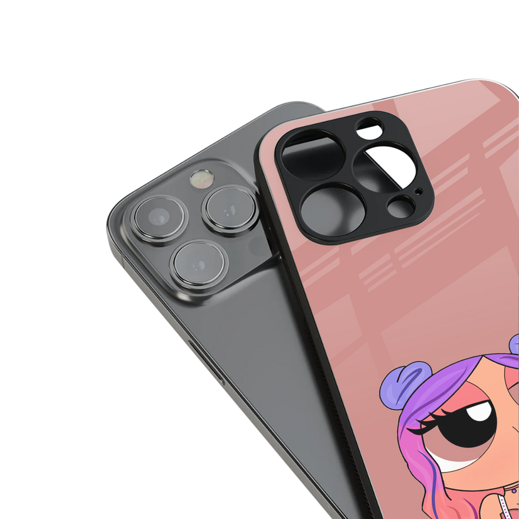 antique purple tote powerpuff girl back phone cover | glass case for iphone 15 pro