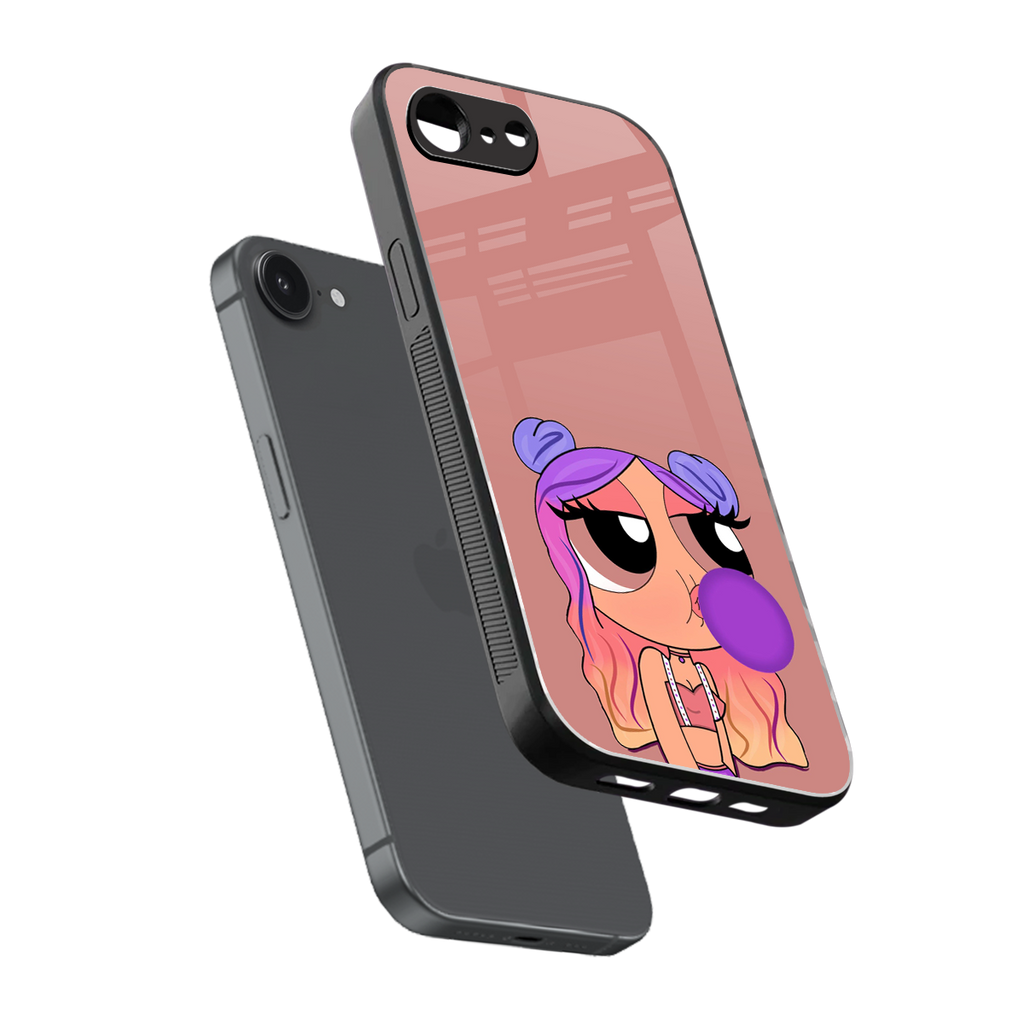 antique purple tote powerpuff girl back phone cover | glass case for iphone 16e