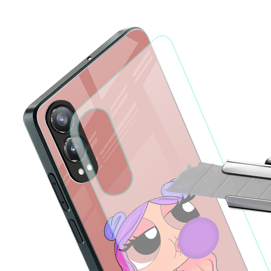 antique purple tote powerpuff girl back phone cover | glass case for oneplus nord ce 4 lite