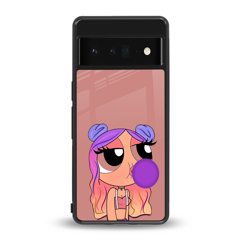 antique purple tote powerpuff girl back phone cover | glass case for google pixel 6 pro