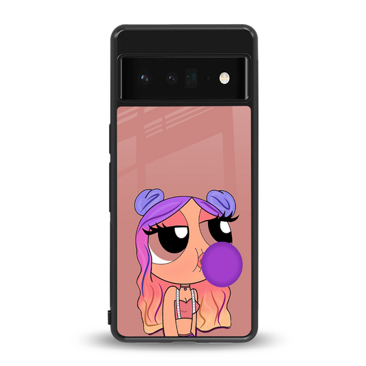 antique purple tote powerpuff girl back phone cover | glass case for google pixel 6 pro