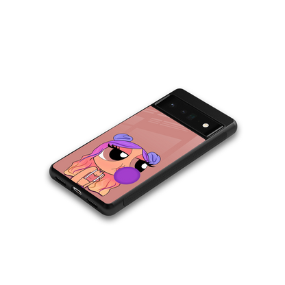 antique purple tote powerpuff girl back phone cover | glass case for google pixel 6 pro