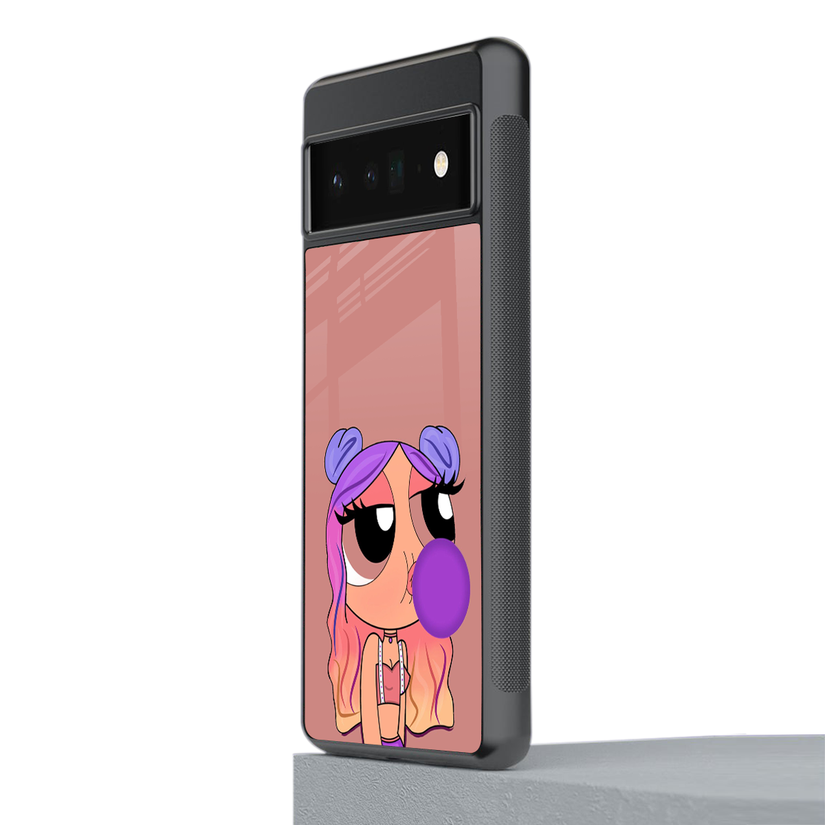 antique purple tote powerpuff girl back phone cover | glass case for google pixel 6 pro