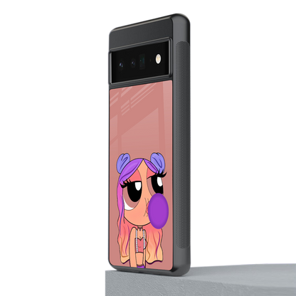 antique purple tote powerpuff girl back phone cover | glass case for google pixel 6 pro