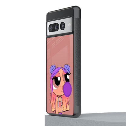 antique purple tote powerpuff girl back phone cover | glass case for google pixel 7 pro