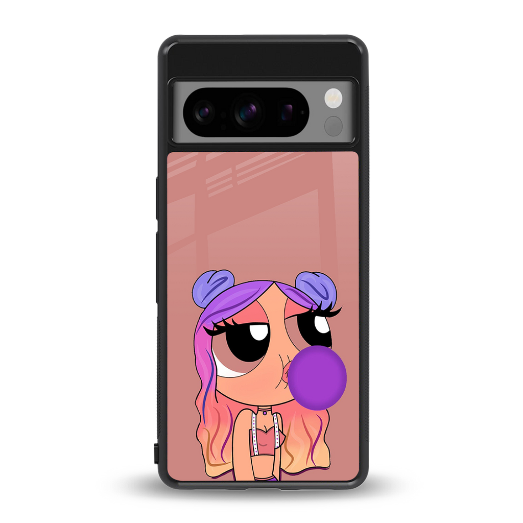 antique purple tote powerpuff girl back phone cover | glass case for google pixel 8 pro