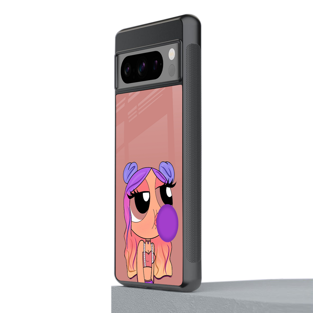 antique purple tote powerpuff girl back phone cover | glass case for google pixel 8 pro